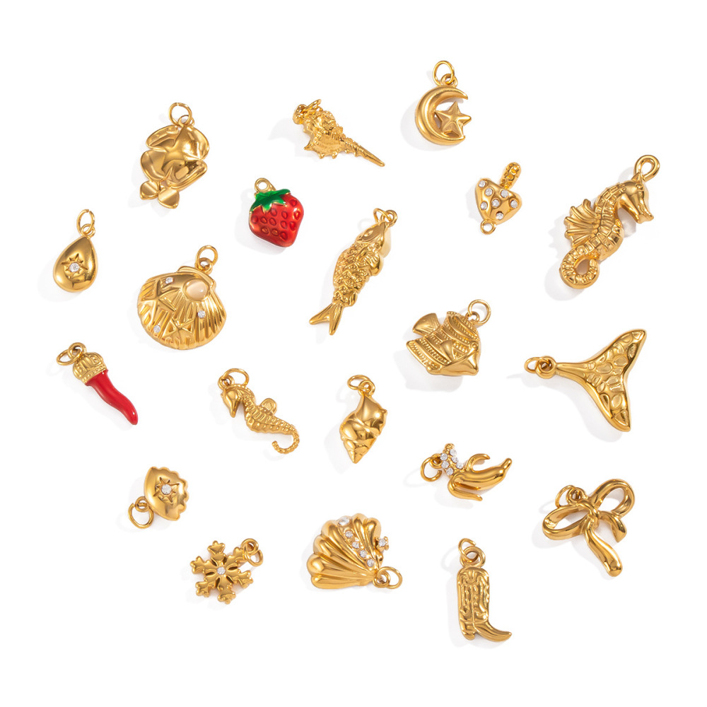 New Design Fashion Jewelry Accessories High Gloss Waterproof Stainless Steel Ocean Series Charms Pendants for DIY Necklaces