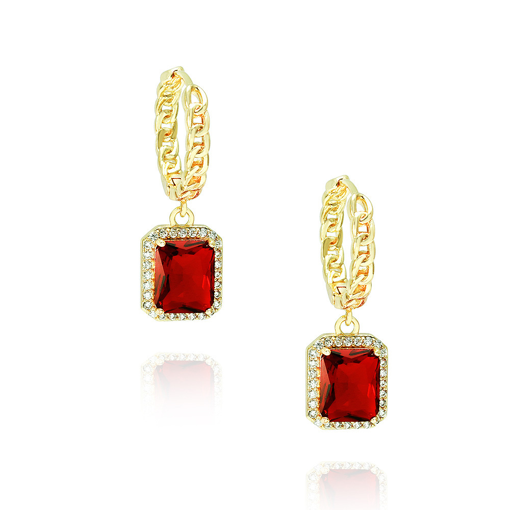 IVIAPRO Jewelry New Arrival 18K Gold Plated Rectangle Pendant Cubic Zircon Hoop Earrings for Women