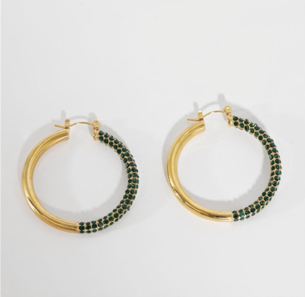 Luxury Jewelry Wholesale Boho 18K PVD Gold Plated Water Resistant Cubic Zircon Paved Stainless Steel Big Hoop Earrings for Women