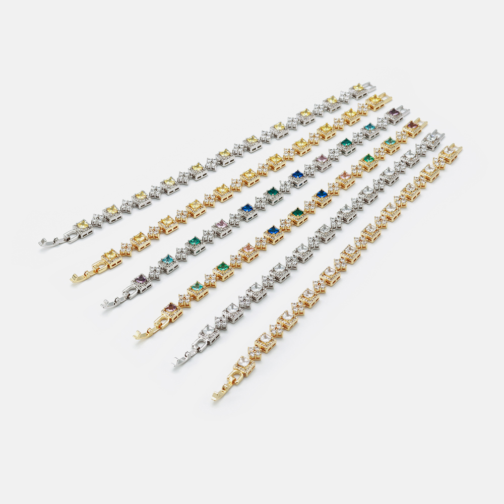 VIAPRO Wholesale Beautiful Bracelets Brass Mix Color 18K Gold Plated Women Fashion Bracelets
