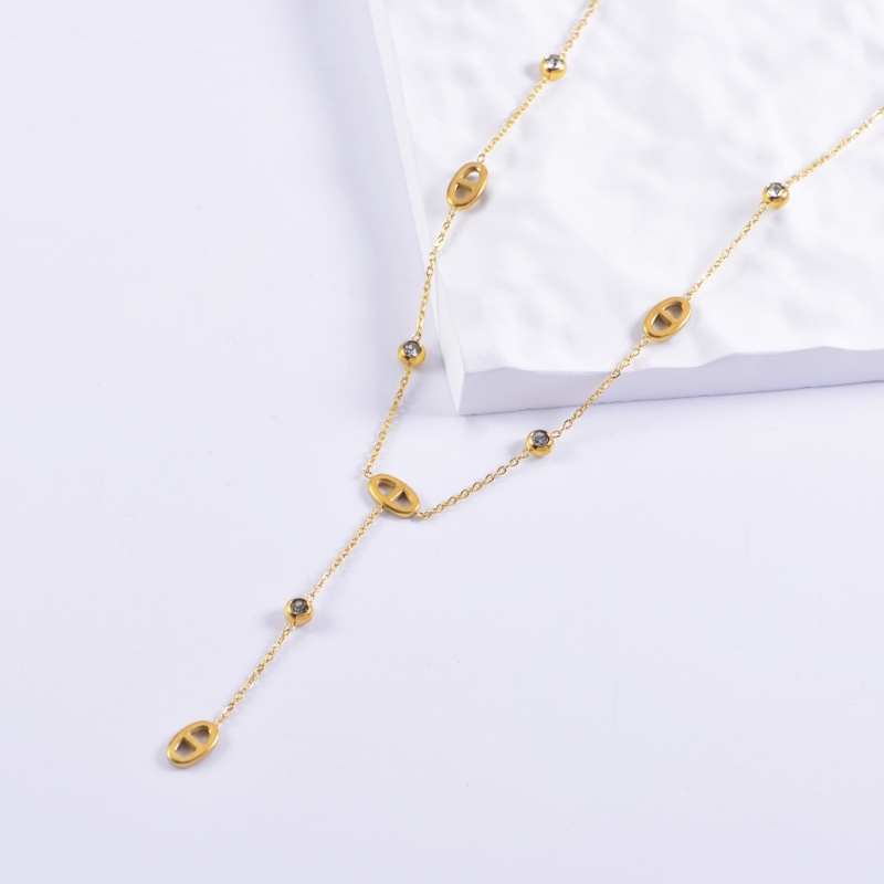 Trendy Hot Selling Stainless Steel Tarnish Free & Waterproof 18K Gold Plated Pig Nose Necklace Bracelet for Women