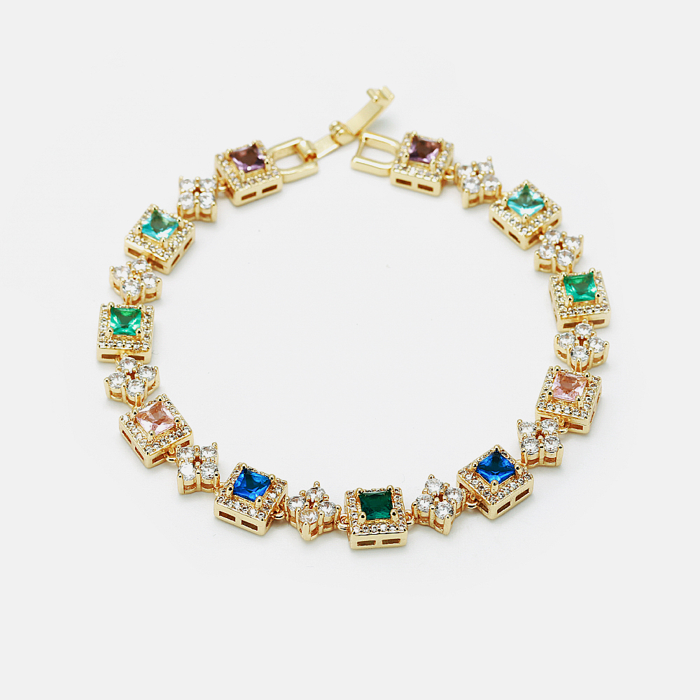 VIAPRO Wholesale Beautiful Bracelets Brass Mix Color 18K Gold Plated Women Fashion Bracelets