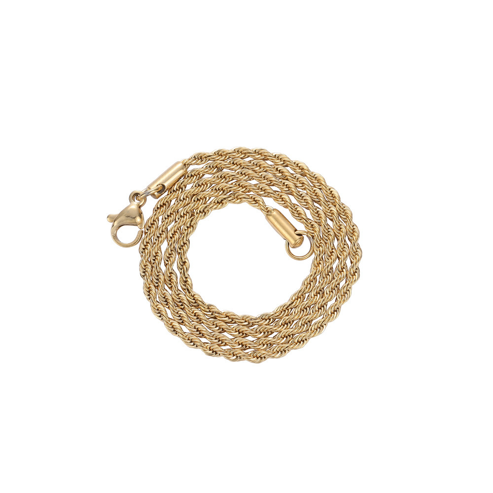 IVIAPRO Fashion Jewelry 18k Gold Plated Waterproof Stainless Steel Hiphop Gold Plated Rope Chain Necklace