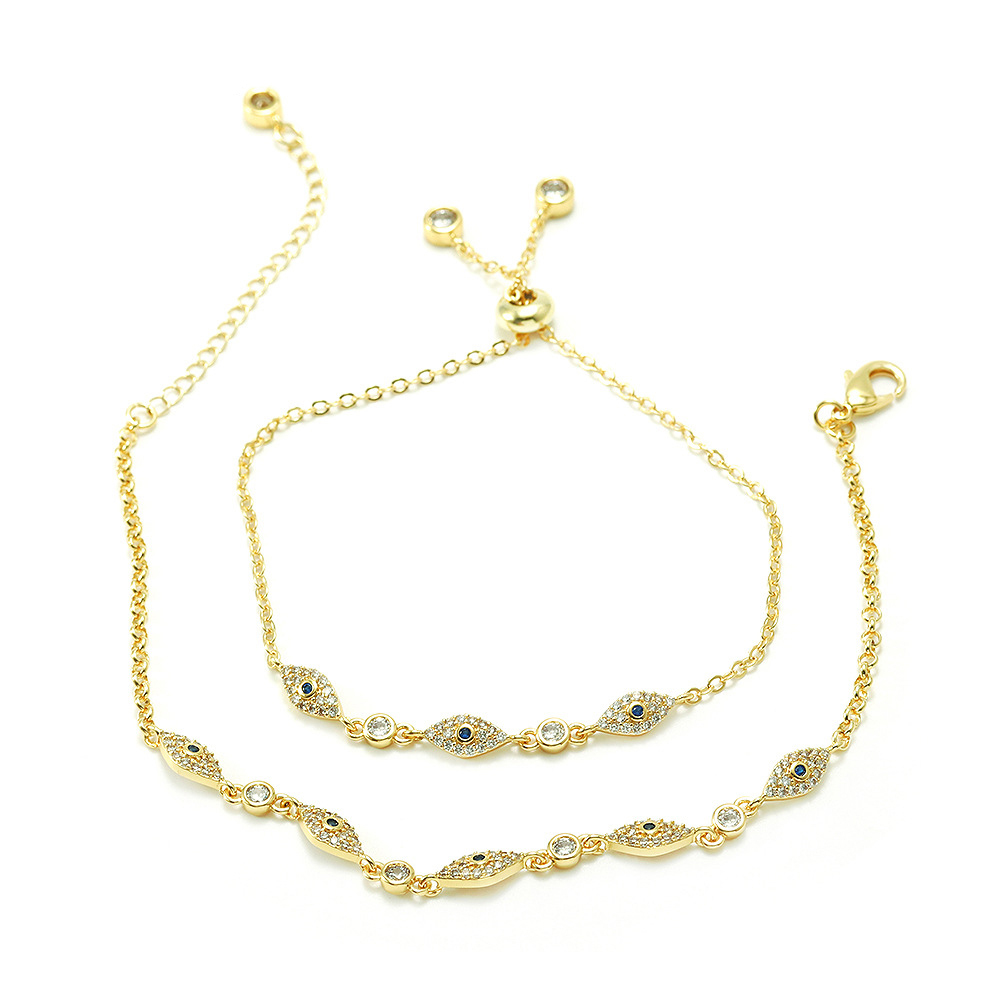 IVIAPRO Fashion Jewelry Brass with 18K Gold Plated Cubic Zircon Evil Eye Necklace for Women