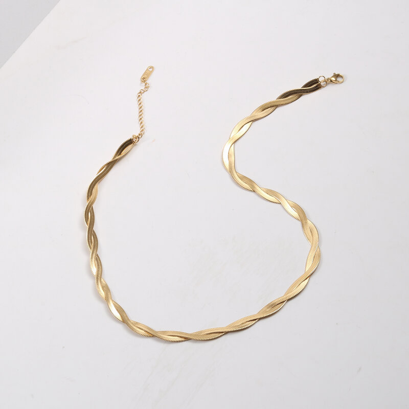 IVIAPRO Jewelry Hot Selling Fashion Elegant Stainless Steel Jewelry 18K Gold Plated Snake Chain Knot Choker Necklace for Women