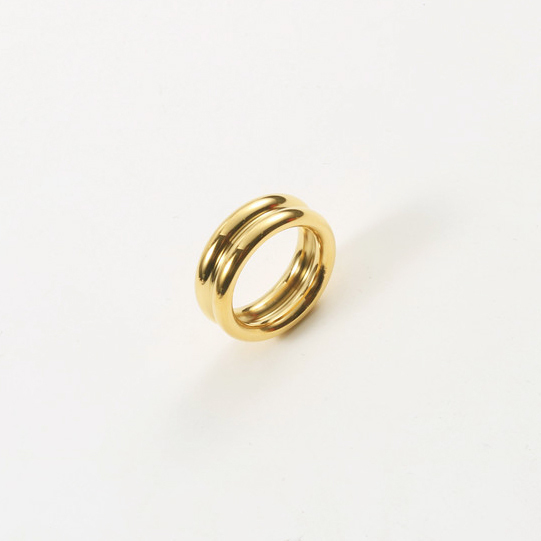 Trendy Stainless Steel Jewelry High End 18K Gold Plated Tarnish Free & Waterproof Chunky Stainless Steel Band Rings for Women