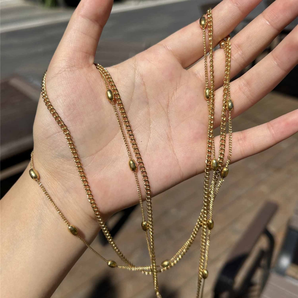 Hot Selling Stainless Steel 18K Gold Plated Waist Chain Body Jewelry Simple Link Chain Two Layers Sexy Belly Chain for Women