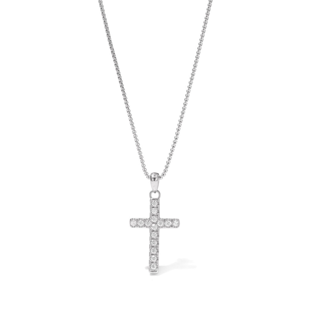 Hot Sale Stainless Steel Jewelry Wholesale Tarnish Free 18K Gold Plated Hiphop Cubic Zircon Cross Pendant Necklace for Women Men