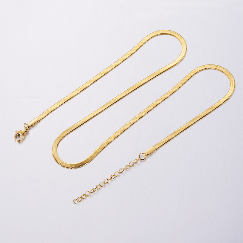 New Arrival Fashion Jewelry Tarnish Free Stainless Steel 18K Gold Plated Plain Snake Chain Choker Necklace
