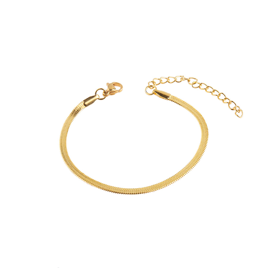 Wholesale Trendy Jewelry Gold Plated Waterproof Stainless Steel Snake Chain Bracelet for Women