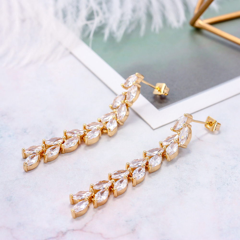 IVIAPRO JEWELRY New Arrival Brass 18K Gold Plated Cubic Zircon Tassel Earrings for Women
