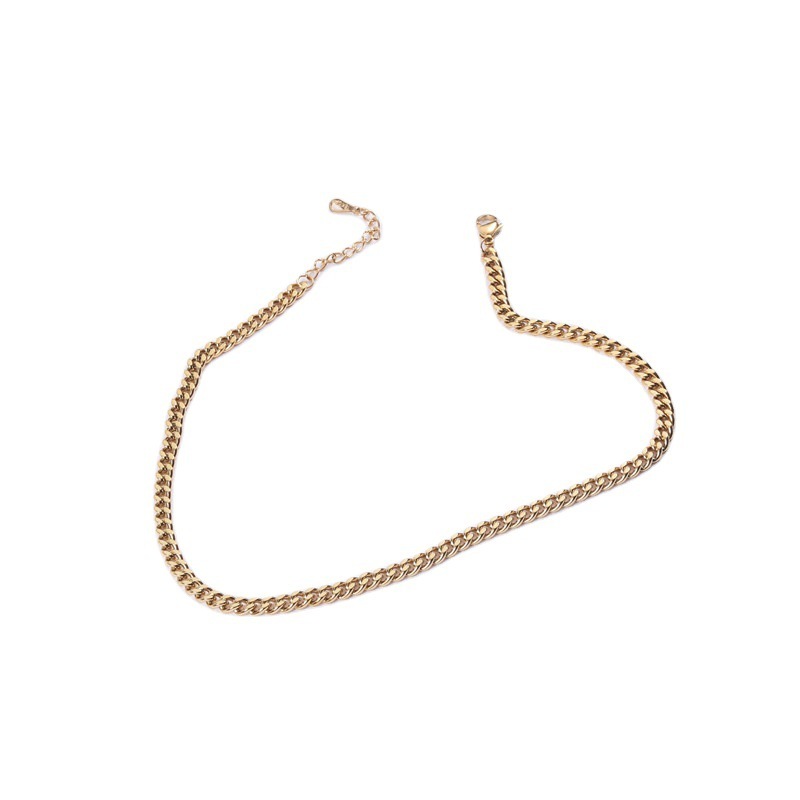 IVIAPRO Fashion Jewelry Wholesale 18K Gold Plated Cuban Chain Necklace Stainless Steel Choker Necklace
