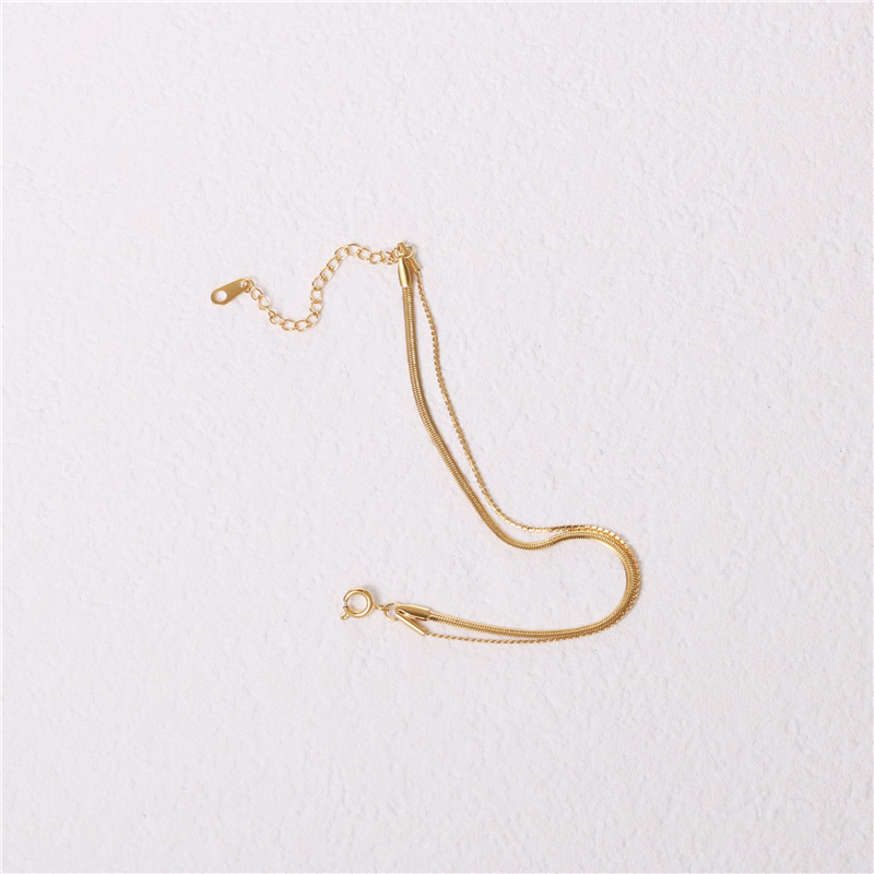 New Arrival High End 18k Gold Plated Stainless Steel Double Layers Chain Bracelet for Women Tarnish Free Jewelry Wholesale