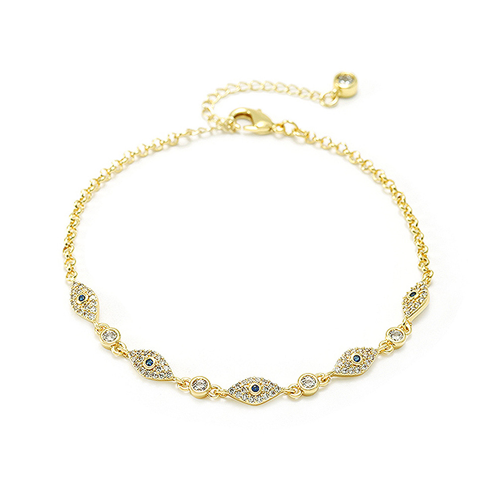 IVIAPRO Fashion Jewelry Brass with 18K Gold Plated Cubic Zircon Evil Eye Necklace for Women
