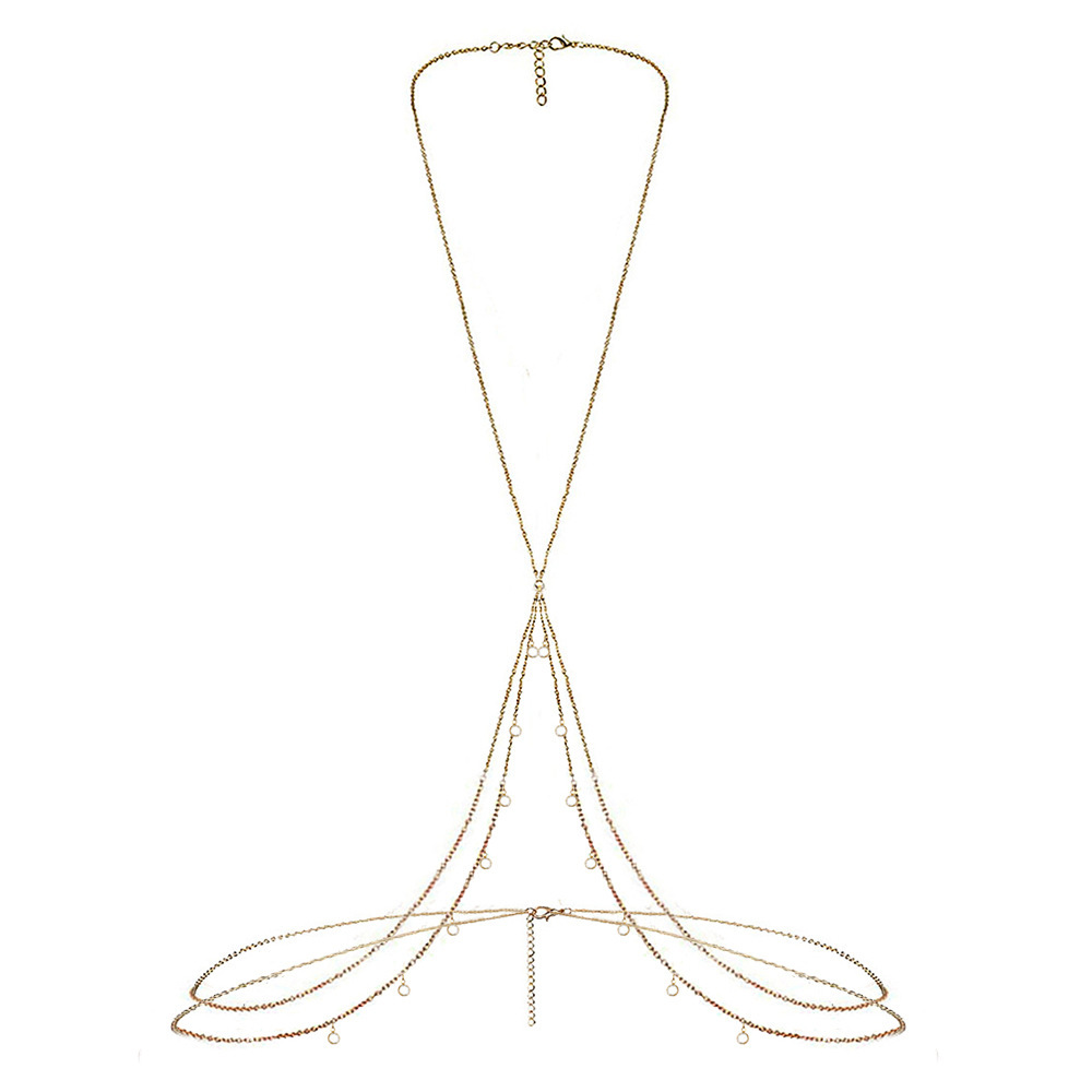 Fashion Stainless Steel 18K Gold Plated Rhinestone Women Body Chain Jewelry