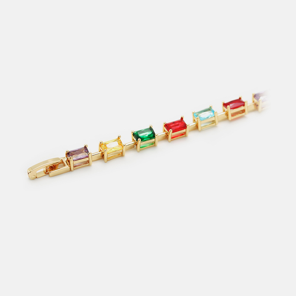IVIAPRO Fashion Jewelry Brass with 18K Gold Plated Colorful CZ Bracelet for Women