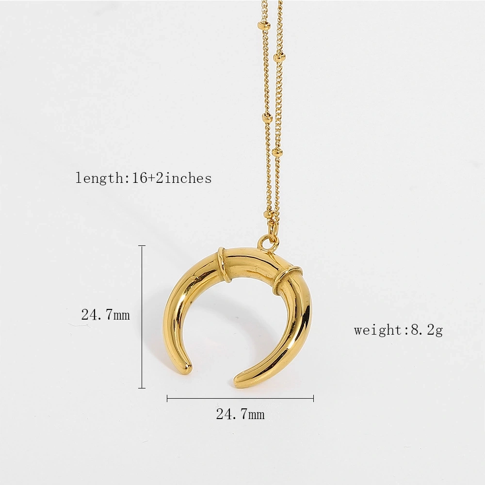 IVIAPRO Fashion 18K Gold Plated Stainless Steel Moon Pendant Necklace Tarnish Free Stainless Steel Jewelry Wholesale