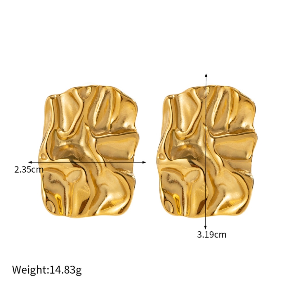 New Trendy Tarnish Free & Waterproof Stainless Steel with 18K Gold Plated Irregular Geometric Stud Earrings for Women