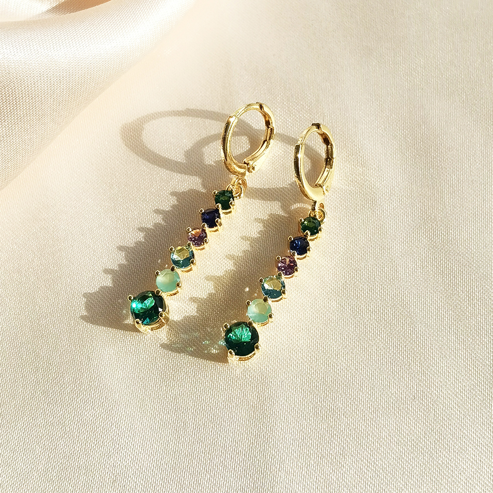 IVIAPRO Women's 18K Gold Plated Colorful Zircon Drop Earrings Fashion Jewelry Wholesale