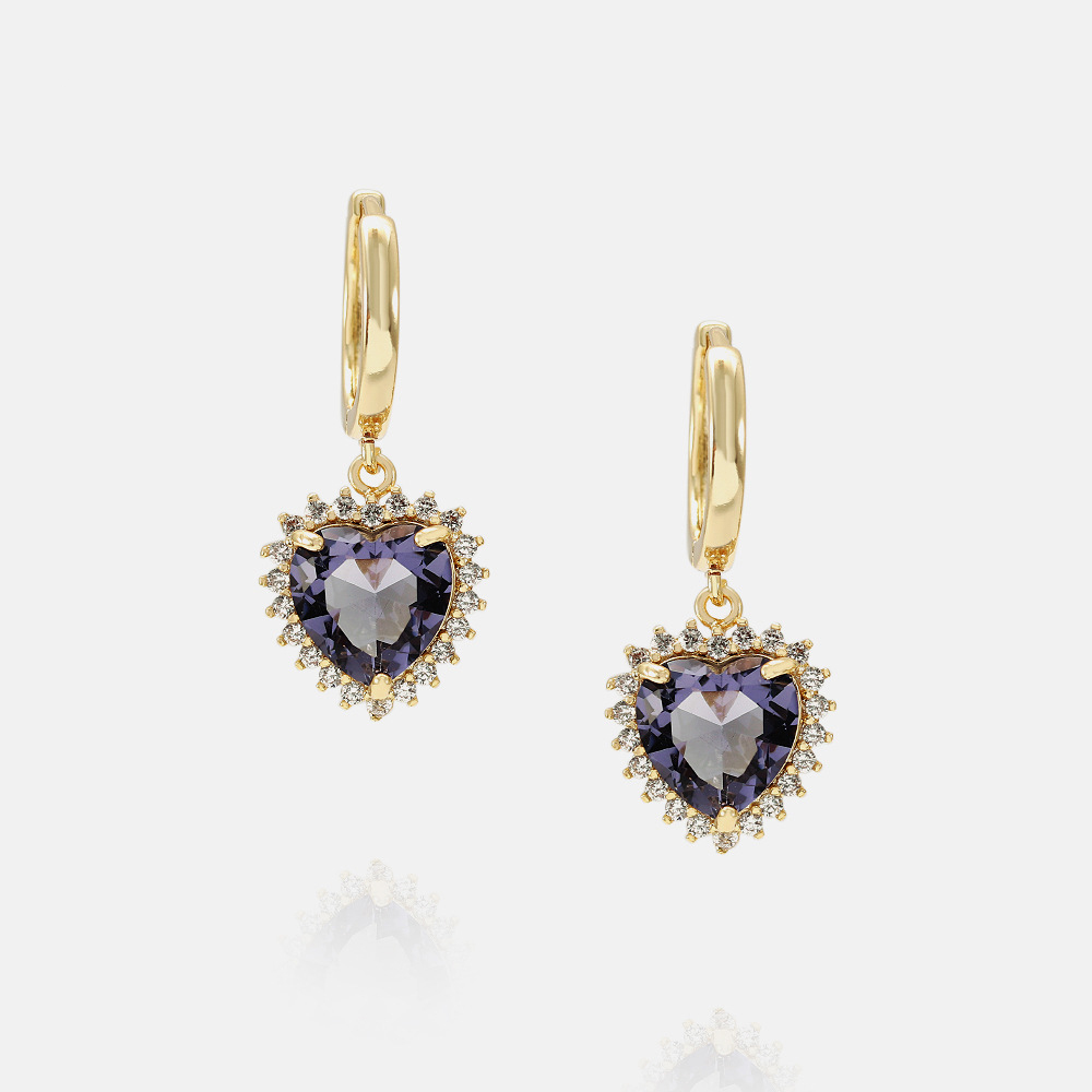 IVIAPRO Fashion Jewelry 18K Gold Plated Lovely Colorful Heart Hoop Earrings for Women