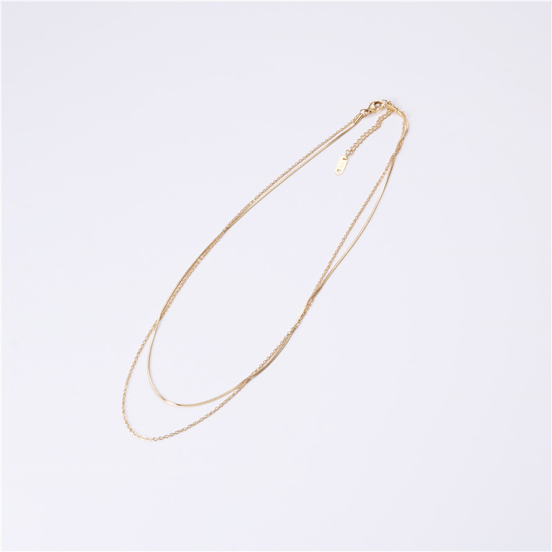 Fashion Jewelry Personalized Gold Plated Stainless Steel Double Layers Choker Necklace