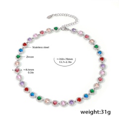 silver multi round necklace