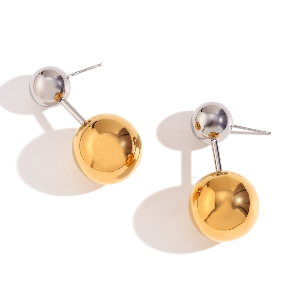 New Trendy PVD Gold Plated Ball Dangle Drop Earrings Stainless Steel Stud Earrings for Women