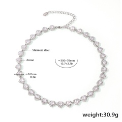 silver Clear heart necklace
