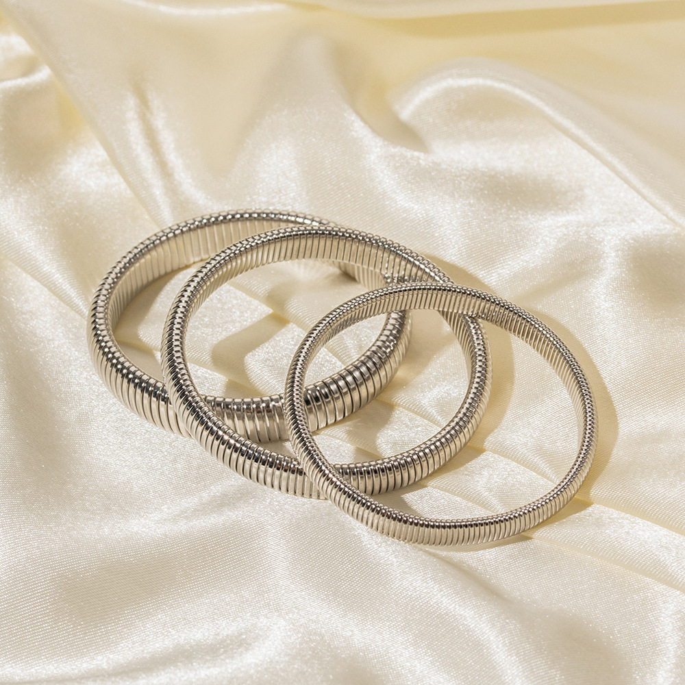 IVIAPRO Trendy Slip-on Jewelry Texture Flex Bracelet Bangle Stainless Steel Elastic Snake Chain Stretch Bracelets