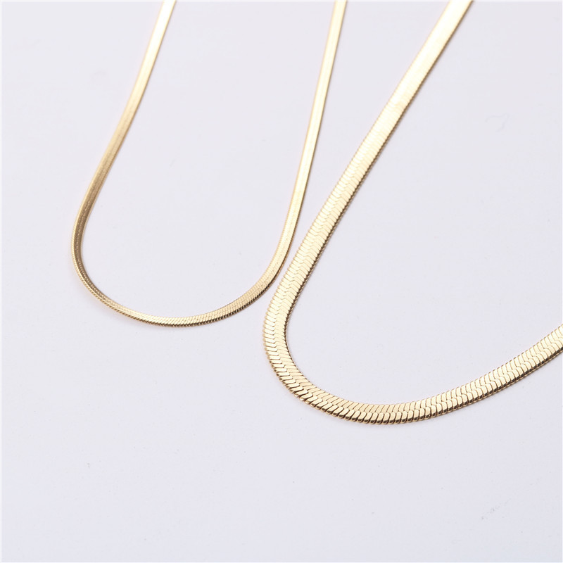 New Arrival Fashion Jewelry Tarnish Free Stainless Steel 18K Gold Plated Plain Snake Chain Choker Necklace