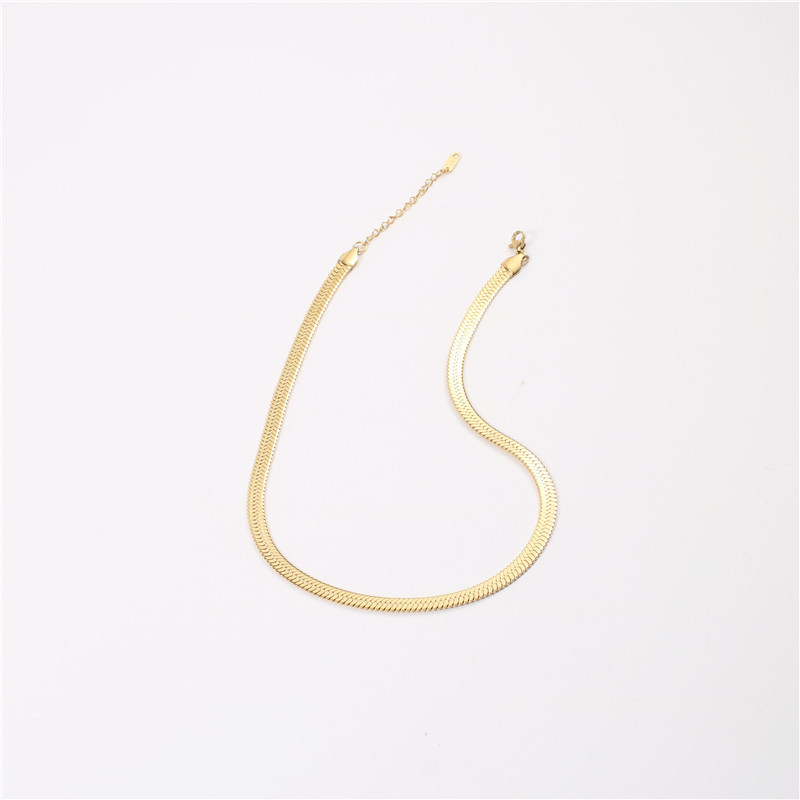 New Arrival Fashion Jewelry Tarnish Free Stainless Steel 18K Gold Plated Plain Snake Chain Choker Necklace