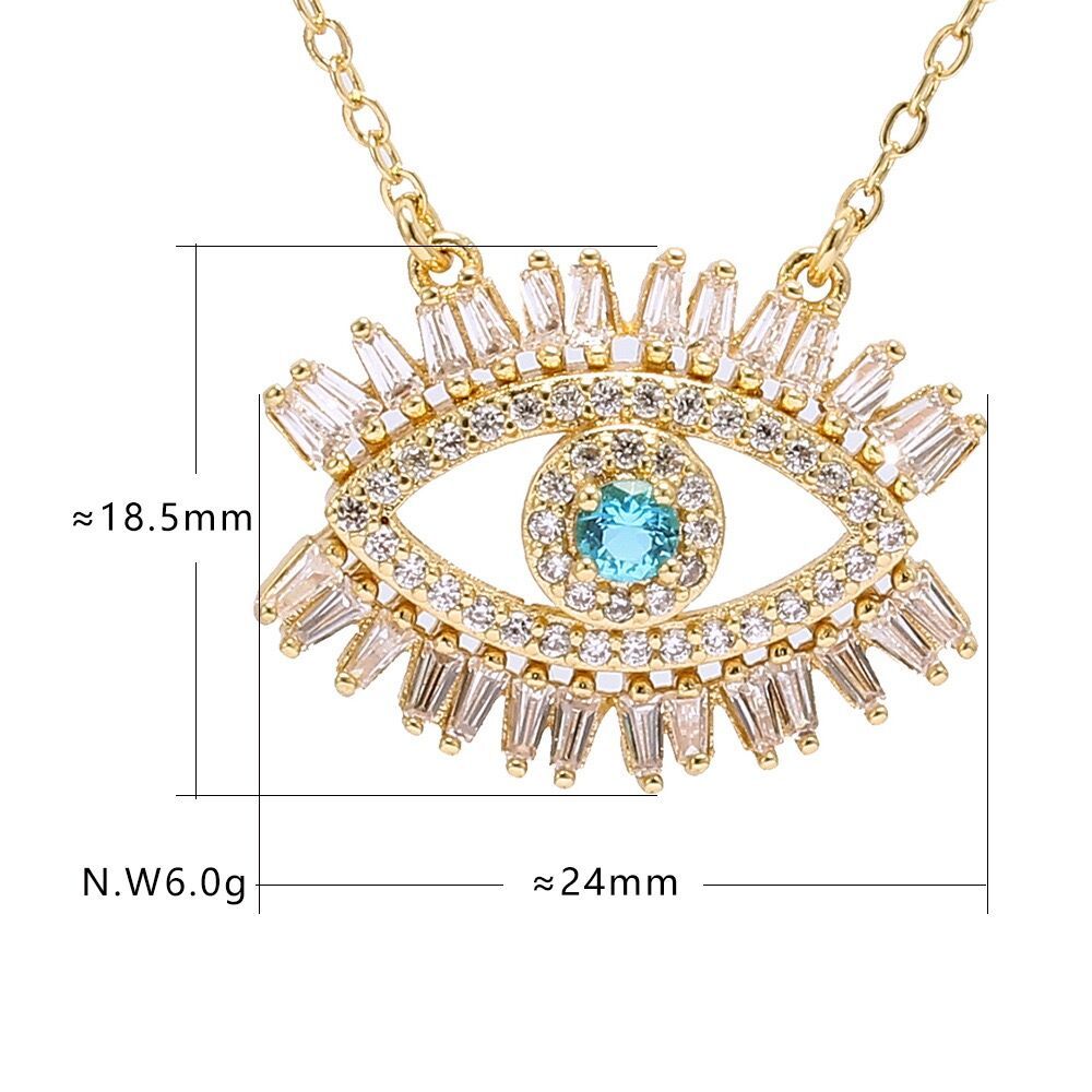 IVIAPRO Fashion Jewelry Hot Sale Brass with 18K Gold Plated Cubic Zircon Evil Eye Pendant Necklace for Gift