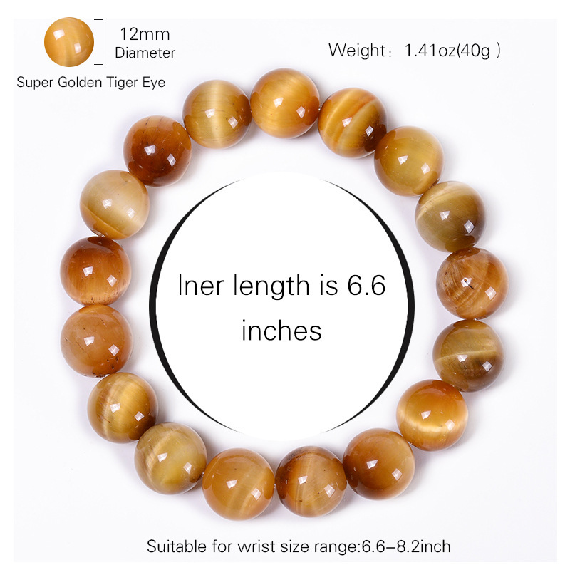 Hot Sale Trendy Natural Golden Tiger Eye Stones Beaded Bracelets for Men and Women Couple Crystal Bracelets