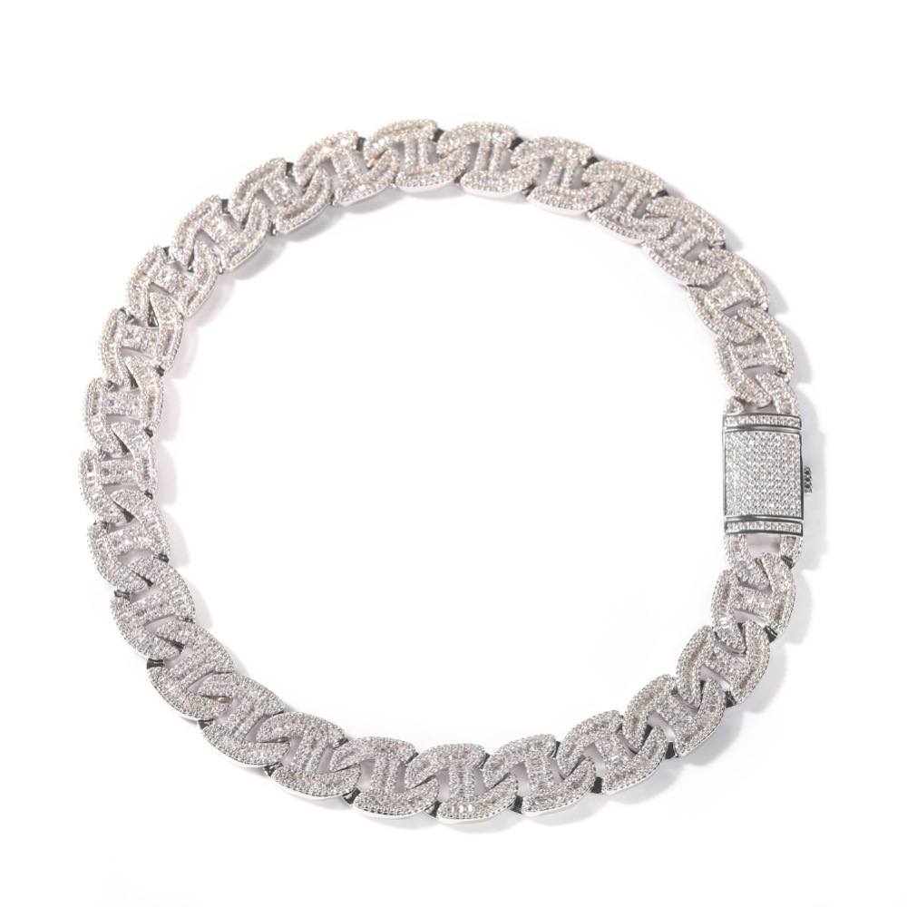 Fashion Jewelry 18K Gold Plated Shining Luxury Zirconia Chain Necklace Hiphop Jewelry
