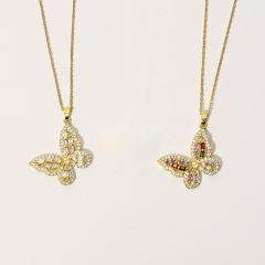 IVIAPRO Jewelry Sweet Cubic Zircon Butterfly Pendant Necklace Wholesale 50% Off