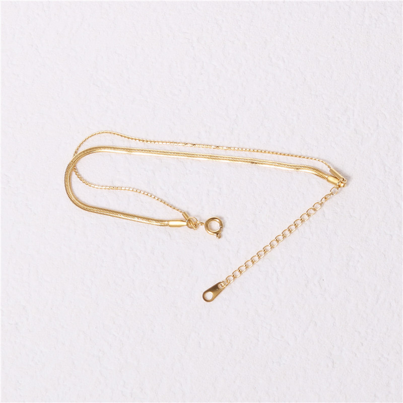 New Arrival High End 18k Gold Plated Stainless Steel Double Layers Chain Bracelet for Women Tarnish Free Jewelry Wholesale