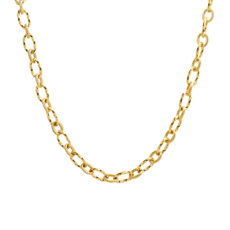 Fashion Minimalist Style Waterproof 18K Gold Plated Link Chain Necklace Stainless Steel Jewelry for Women