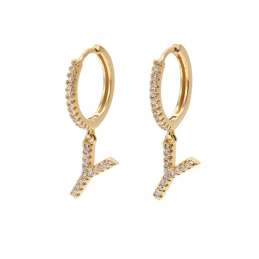 IVIAPRO Hot Selling 26 Letters Earrings 18K Gold Plated Alphabet Initial Letter Hoop Earrings for Gift