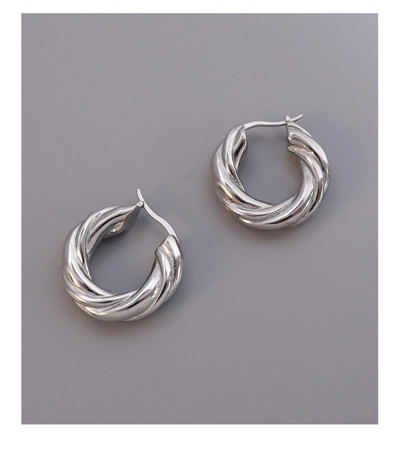Fashion Stainless Steel Jewelry 18K Gold Plated Twisted Hoop Earrings for Women