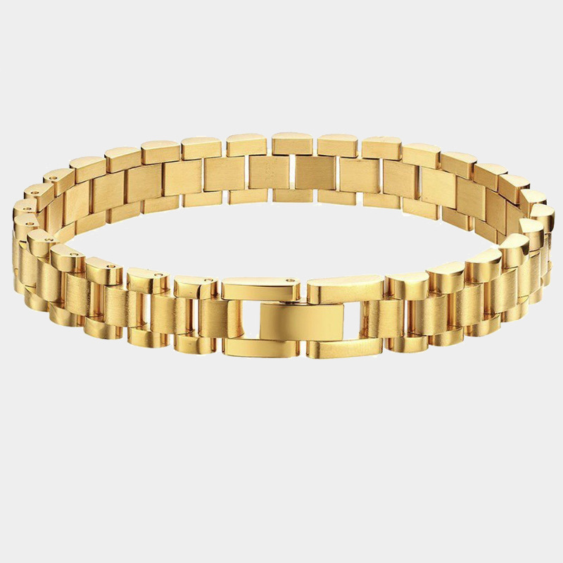 IVIAPRO New Arrival High End 18K Gold Plated Link Chain Bangles Watch Strap Stainless Steel Bracelets