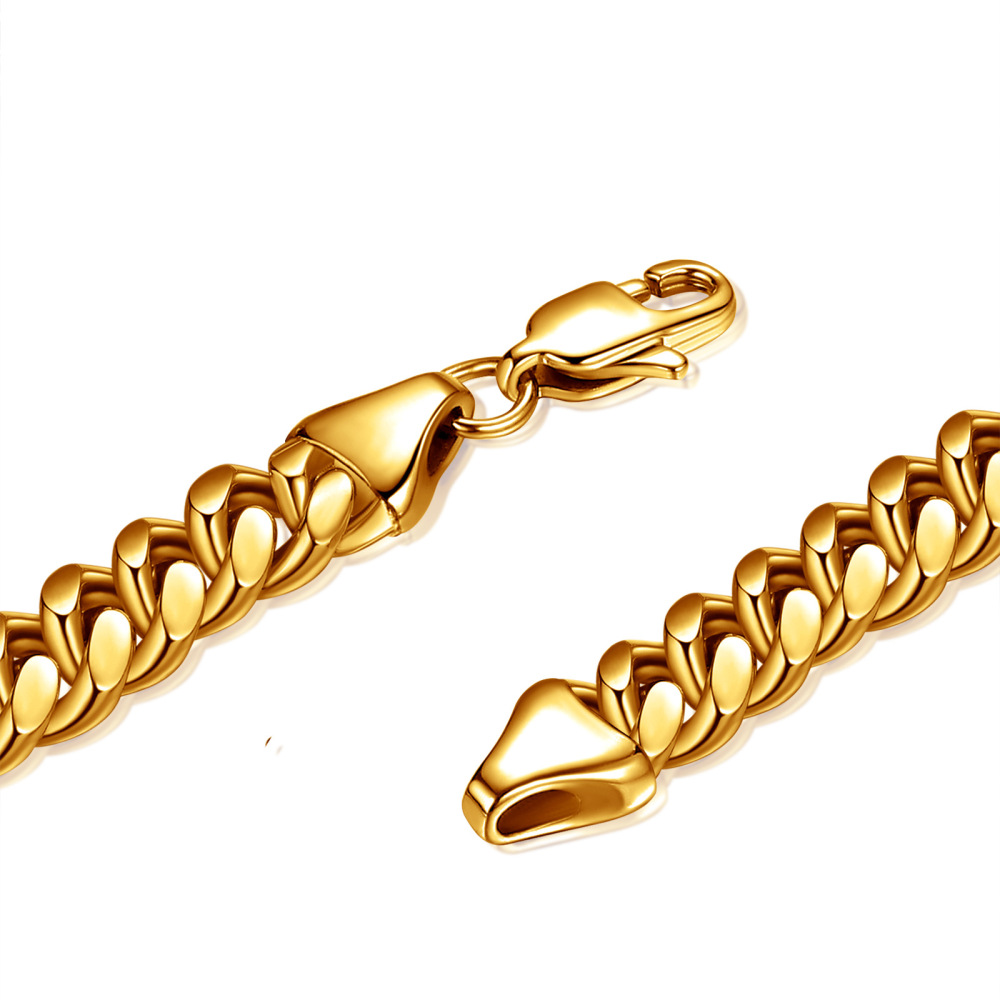 IVIAPRO Jewelry Tarnish Free Waterproof 18K Gold Plated Stainless Steel Hiphop Cuban Chain Necklace for Men and Women