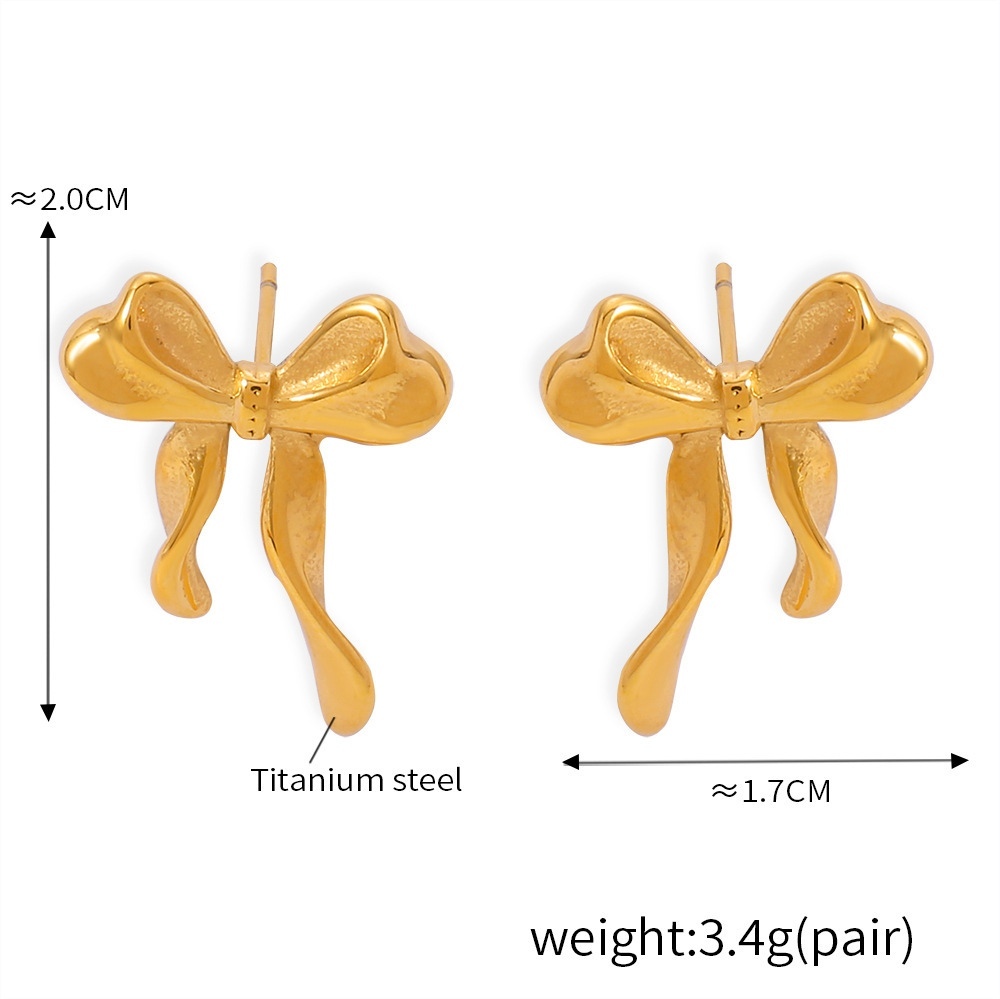 IVIAPRO Fashion Jewelry 18K Gold Plated Tarnish Free and Water Resistant Stainless Steel Sweet Bow Knot Stud Earrings for Girls