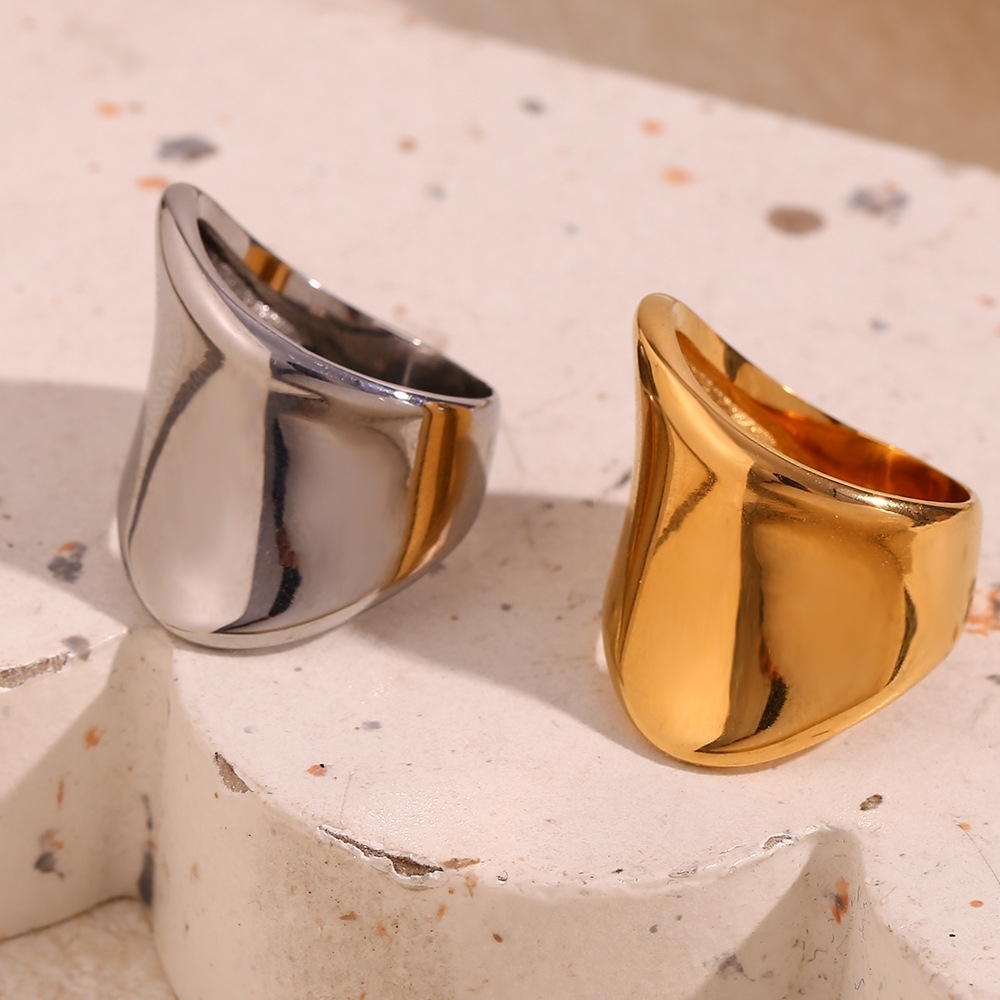 Fashion Jewelry Personalized Ring 18k Gold Plated Stainless Steel Waterproof Irregular Geometric Rings for Women