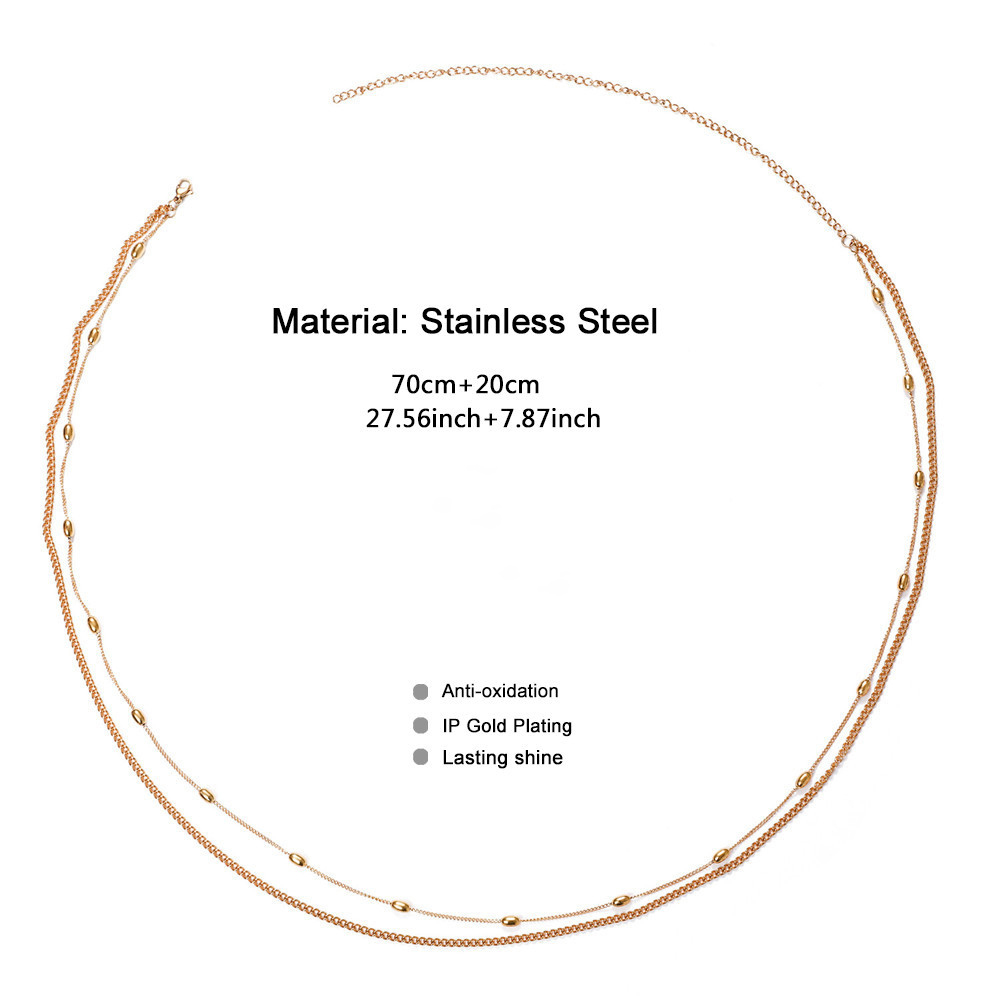 Hot Selling Stainless Steel 18K Gold Plated Waist Chain Body Jewelry Simple Link Chain Two Layers Sexy Belly Chain for Women