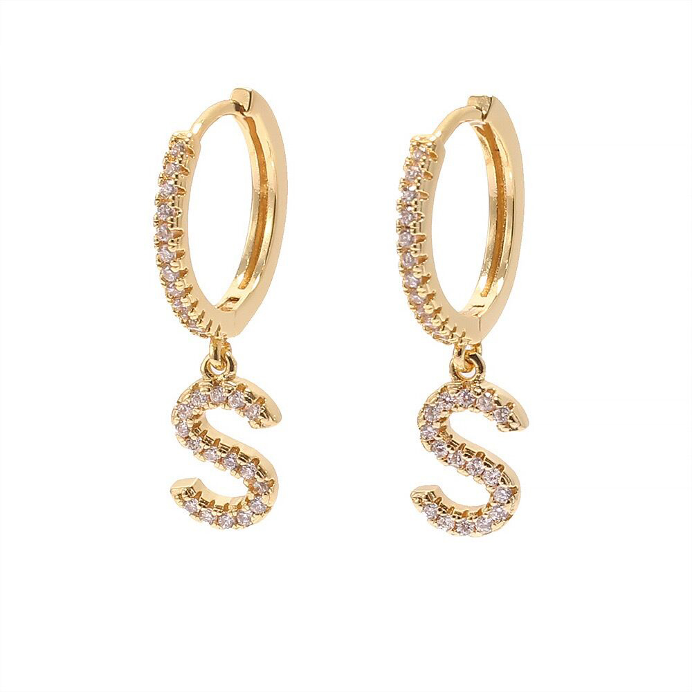 IVIAPRO Hot Selling 26 Letters Earrings 18K Gold Plated Alphabet Initial Letter Hoop Earrings for Gift