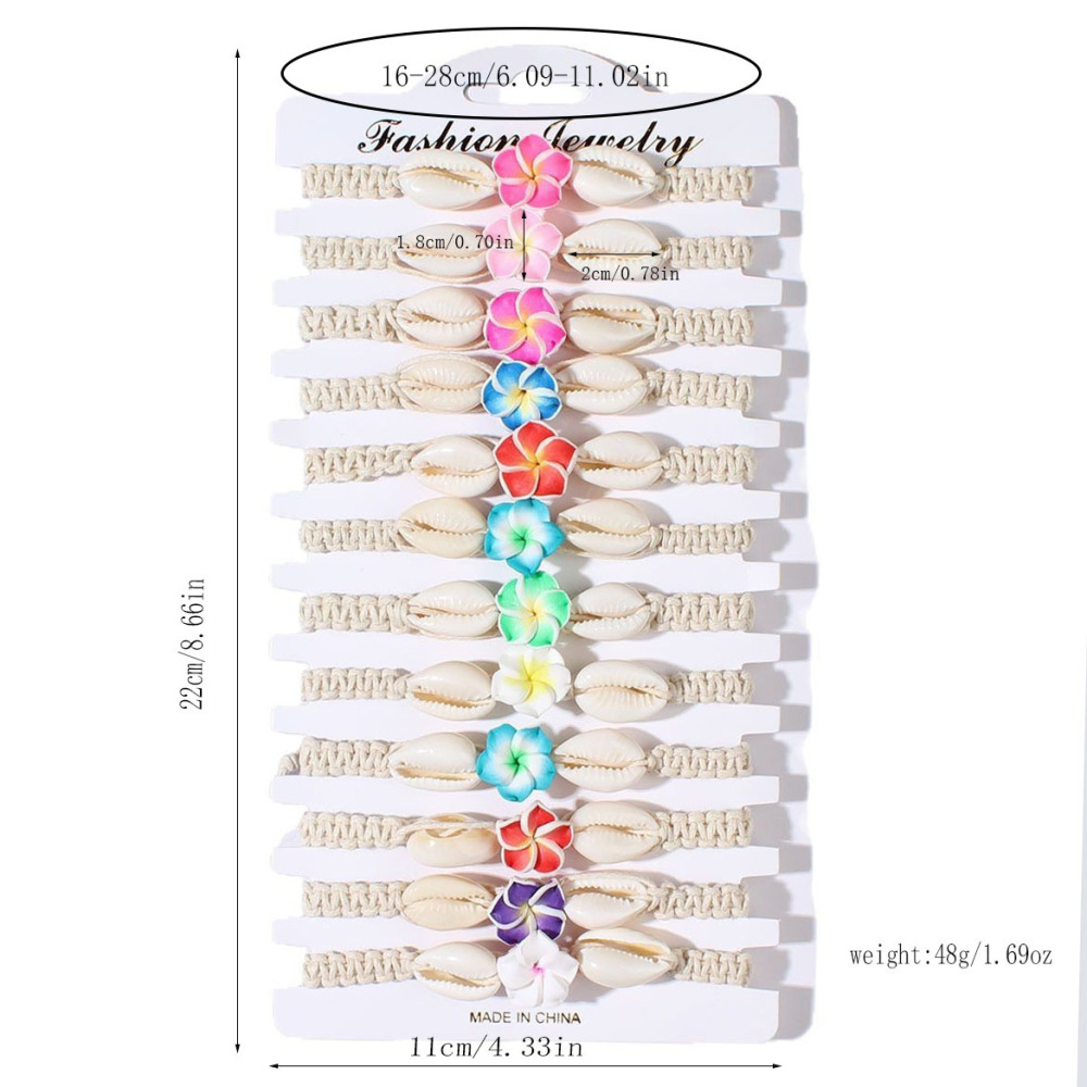 Hot Selling Bohemia Beach Vacation Style Jewelry Wholesale Colorful Soft Clay Plumeria Flower Rope Bracelets Set for Women