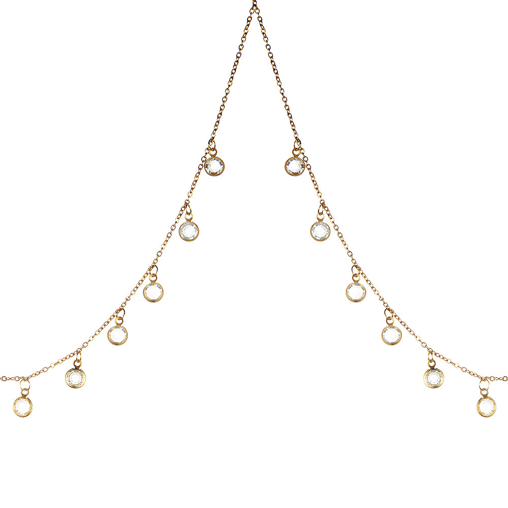 Fashion Stainless Steel 18K Gold Plated Rhinestone Women Body Chain Jewelry