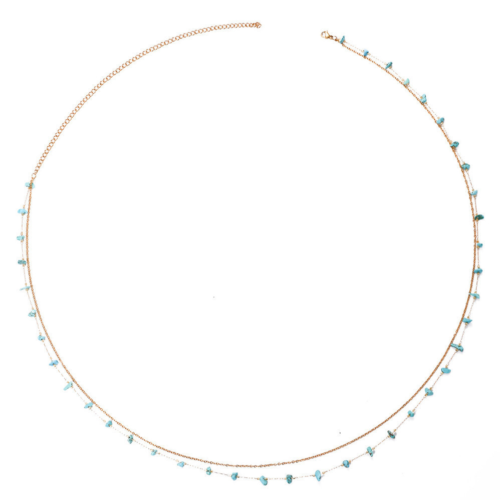 Hot Stainless Steel 18K Gold Plated Natural Stone Waist Chain Body Jewelry Two Layers Sexy Belly Chain for Women