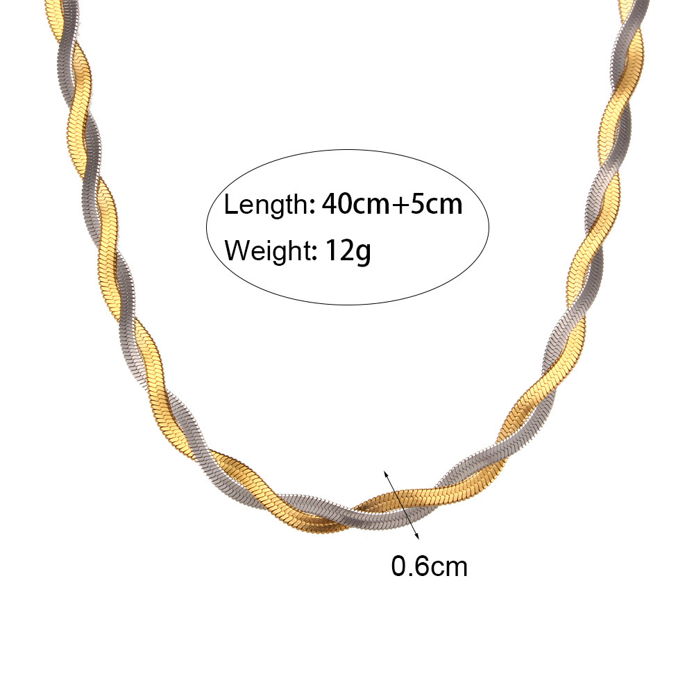 Stainless Steel 18K Gold Plated Gold and Silver Mixed Twisted Snake Chain Necklace Tarnish Free and Waterproof Jewelry