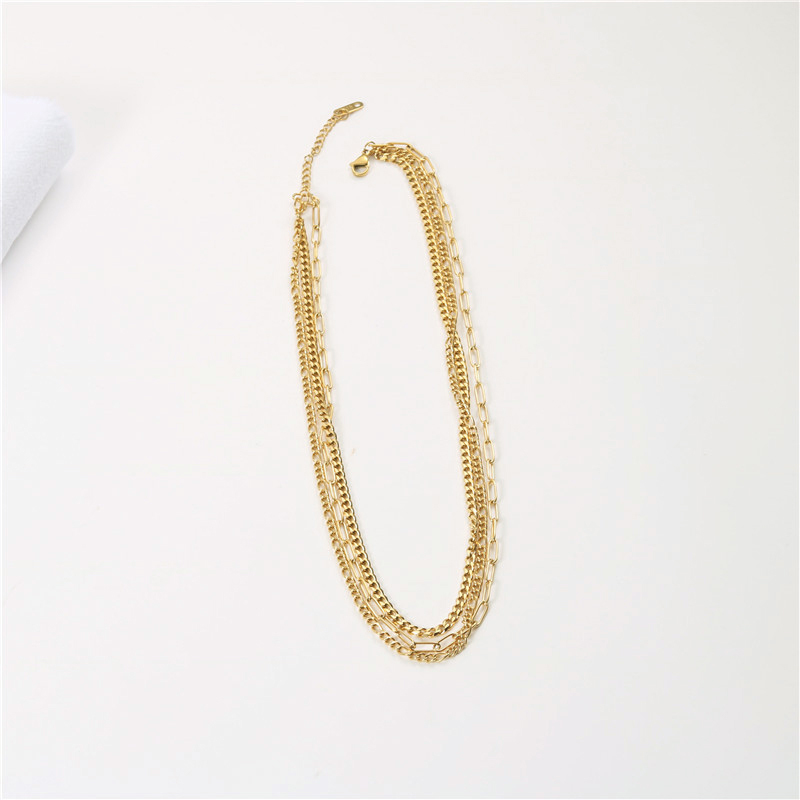 IVIAPRO Jewelry New Arrival Wholesale Stainless Steel 18K Gold Plated Layered Chain Choker Necklace for Women